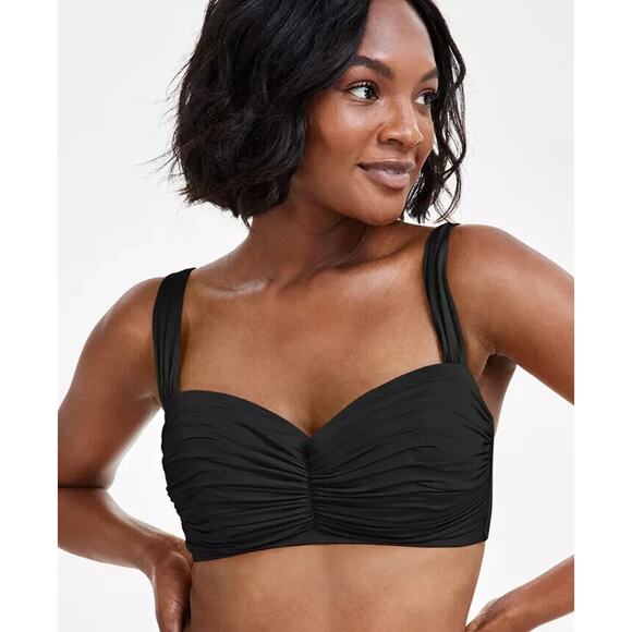 Bleu Rod Beattie Other - Bleu Rod Beattie Shirred Bandeau Top Swimwear Black Size 36D NWT